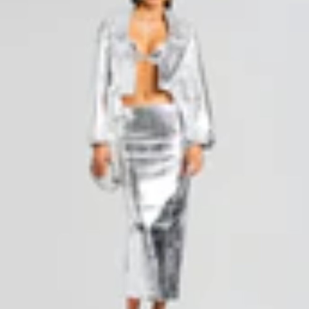 Silver Leather Low Rise Liza Retrofete Skirt - Large NWT - Picture 6 of 11